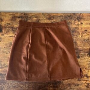 Style Shark Suede A line side slit mini skirt